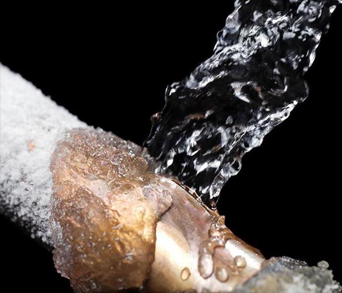 A frozen pipe bursts